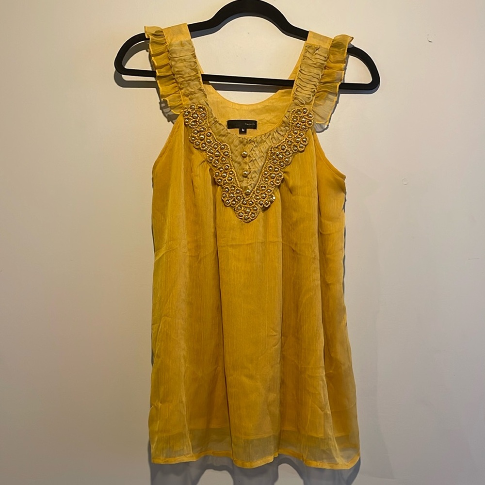 EUC Embellished Yellow Gold Tank Top